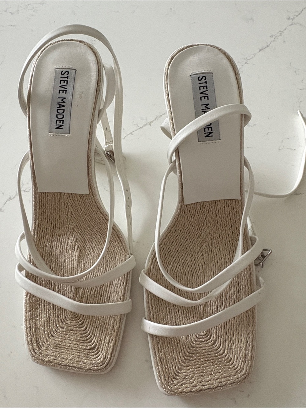 Steve Madden White Strappy Espadrille Lace-Up Sandals